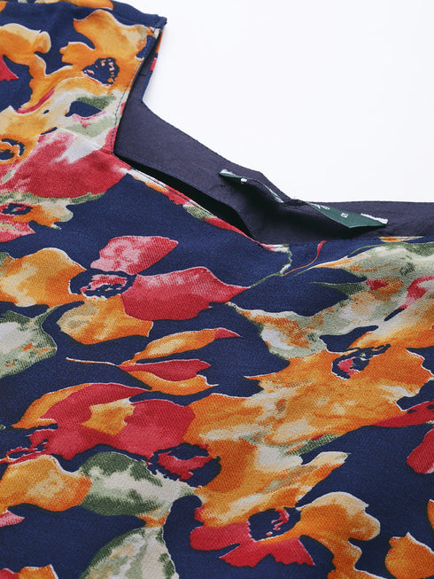 Women A-line Multicolour Flared Printed Dress