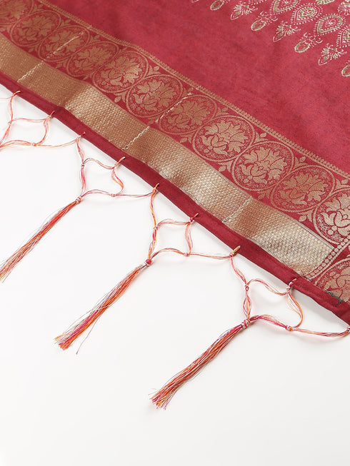 Jacquard Woven Orange Women Dupatta