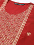 Maroon Panelled Straight Cotton Kurta Suit Set