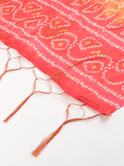 Muslin Printed Red Women Dupatta