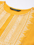 Yellow Panelled Printed A-Line Rayon Kurta Suit Set
