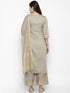 Women Grey Straight Chanderi Silk Kurta with Palazzos & Dupatta