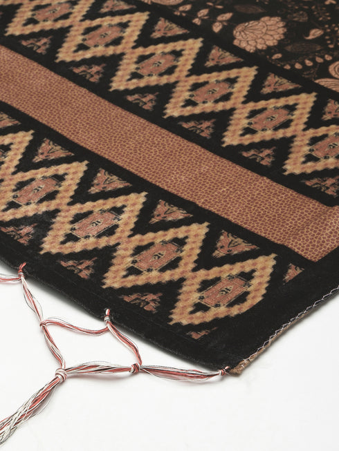 Polyester Velvet Black-Brown Digital Printed Dupatta