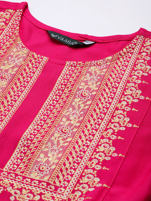 Rani Panelled Printed A-Line Rayon Kurta Suit Set