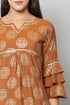 Rust Rayon Foil Printed Kurta Suit Set