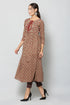 Women Cotton Printed Brown Flared Kurta