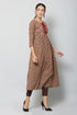 Women Cotton Printed Brown Flared Kurta
