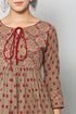 Women Cotton Printed Brown Flared Kurta