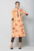 Women Foil Printed Orange Casual Daily Wear Kurta