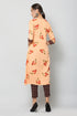 Women Foil Printed Orange Casual Daily Wear Kurta