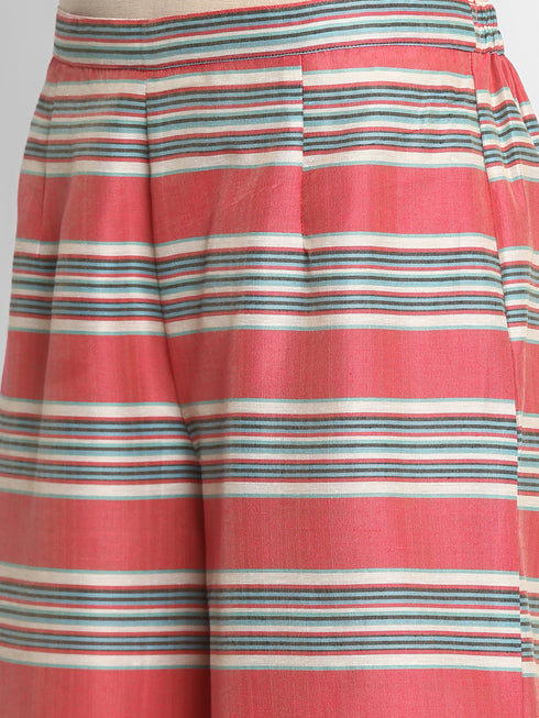 Rama Chanderi Silk Foil Printed Straight Kurta Palazzo Set