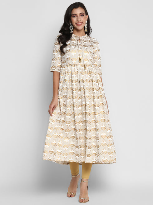Women Printed Cotton Blend A-line Kurta
