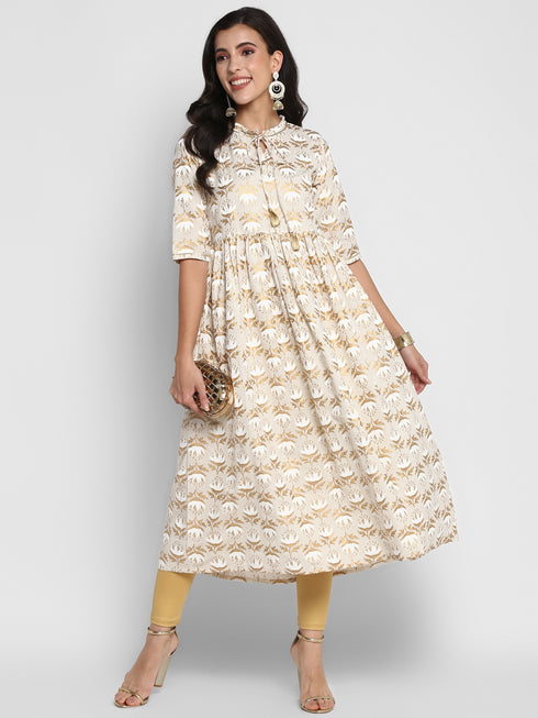 Women Printed Cotton Blend A-line Kurta