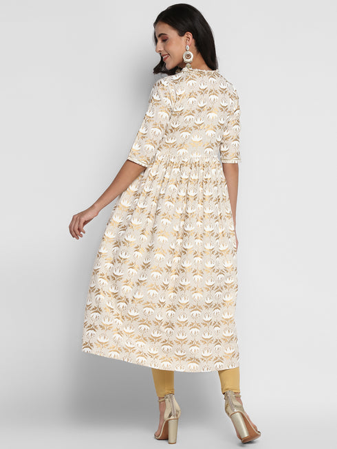 Women Printed Cotton Blend A-line Kurta