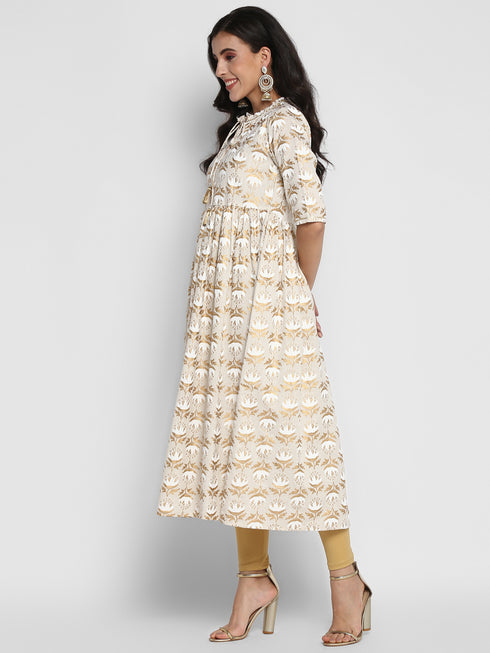 Women Printed Cotton Blend A-line Kurta