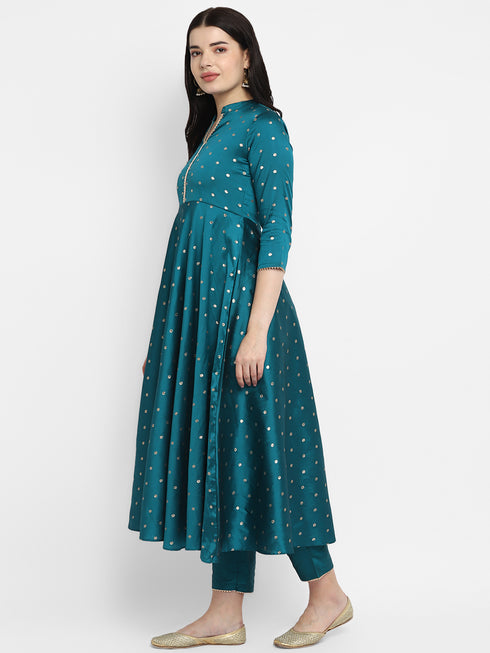 Women Straight Soft Taffeta Butti Kurta Suit Set