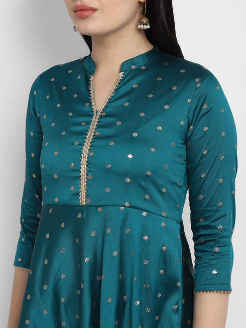 Women Straight Soft Taffeta Butti Kurta Suit Set