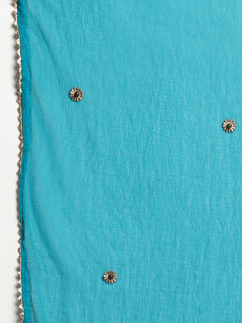 Women Straight Soft Taffeta Butti Kurta Suit Set