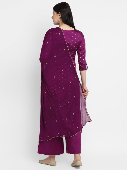 Women Straight Soft Taffeta Butti Kurta Suit Set