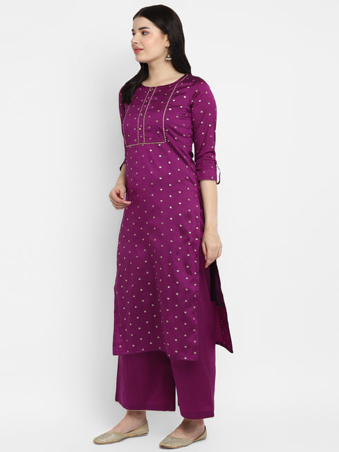 Women Straight Soft Taffeta Butti Kurta Suit Set