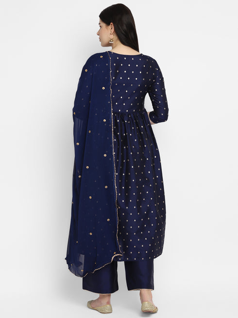 Women Straight Soft Taffeta Butti Kurta Suit Set