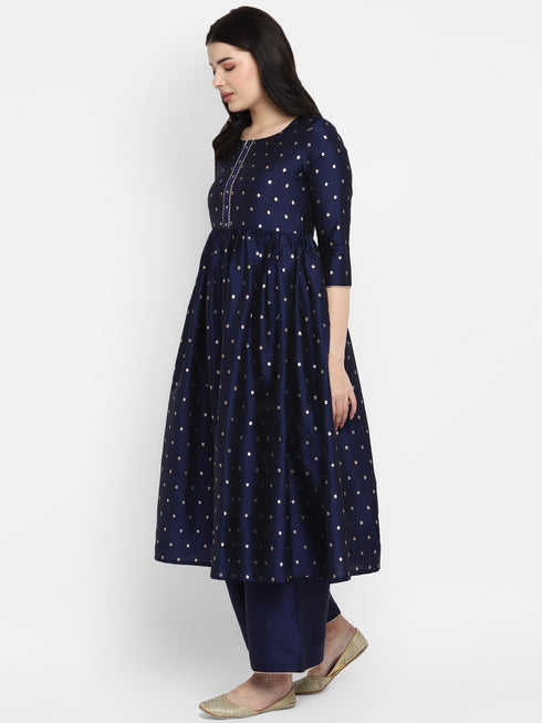 Women Straight Soft Taffeta Butti Kurta Suit Set