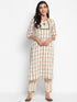 Women Cotton Checkered A Line Kurta Trouser Set