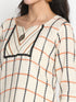 Women Cotton Checkered A Line Kurta Trouser Set