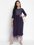 Women Embroidered Viscose Blend Straight Kurta (Purple)
