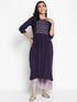 Women Embroidered Viscose Blend Straight Kurta (Purple)