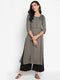 Women Embroidered Viscose Blend Straight Kurta (Grey)
