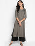 Women Embroidered Viscose Blend Straight Kurta (Grey)