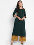 Women Embroidered Viscose Blend Straight Kurta (Green)