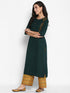 Women Embroidered Viscose Blend Straight Kurta (Green)
