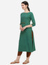 Vaaba Green Solid Straight Kurta