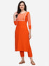 Women Sifly Work Kurta and Pant Set - Orange