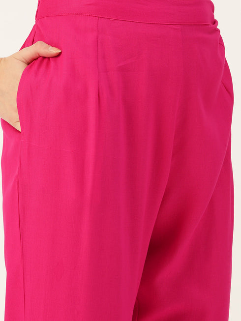 Rani Panelled Printed A-Line Rayon Kurta Suit Set