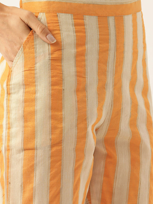 Multi-Coloured Chanderi Silk Kurta Set