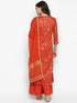 Orange Linen Ethnic Motifs Printed Regular Kurta Suit Set