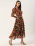 Women A-line Multicolour Flared Printed Dress