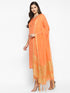 Orange Straight Chanderi Silk Kurta Suit Set