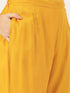 Yellow Panelled Printed A-Line Rayon Kurta Suit Set