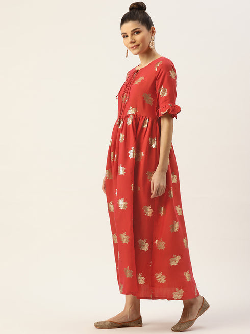 Women Rayon Satin Foil Printed Straight Kurta