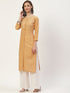 Women Embroidered Pure Cotton Straight Kurta (Orange)