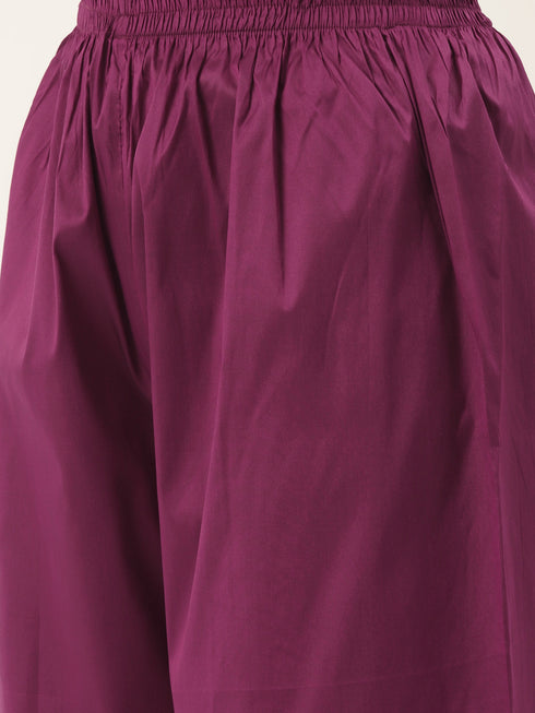 Dark Rani Taffeta Silk Gold Butti Straight Kurta Palazzo Set