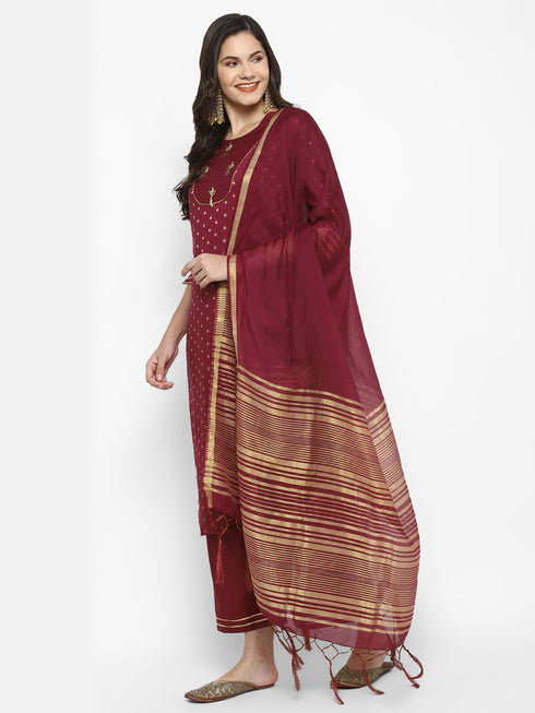 Rani Straight Chanderi Silk Kurta Suit Set