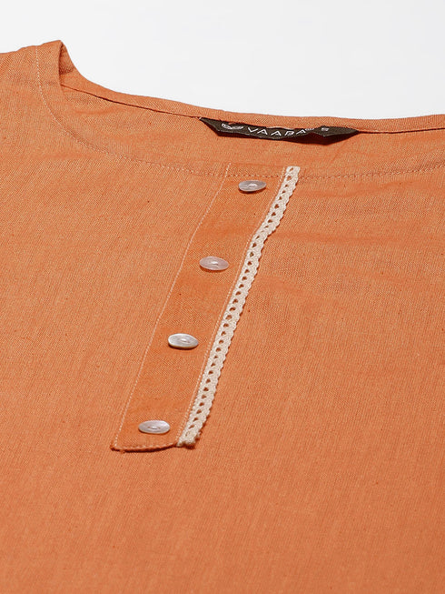 Embroidery Orange Kurta set with Koti