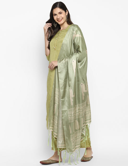 Women Sea Green Gotta Patti Kurta with Palazzos & With Dupatta
