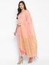 Women Pink Straight Chanderi Silk Kurta with Palazzos & Dupatta