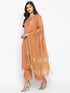Peach Straight Chanderi Silk Kurta Suit Set
